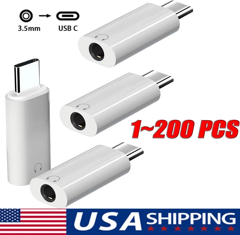 USB-C Type C Adapter Port to 3.5MM Aux Audio Jack Earphone Headphone Car Lot