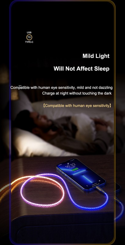 LED RGB Multi Light up Type C to C Fast Charging Cord for laptop Samsung Android gallery