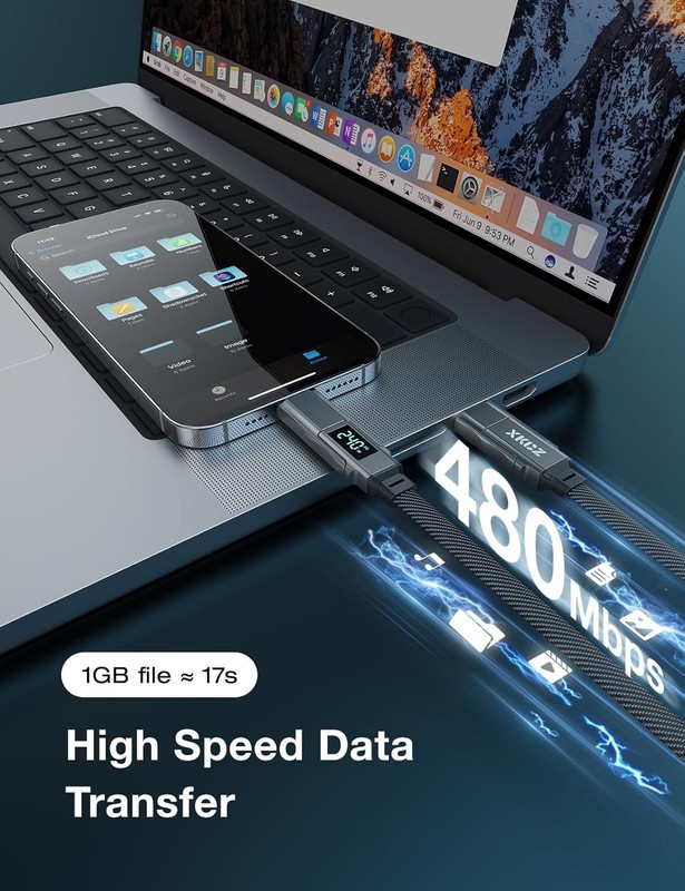 4-in-1 USB C Cable with Wattage Display, 240W Fast Charge gallery