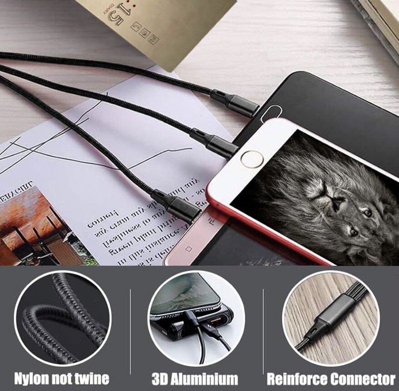3 In 1 Charging Cable 2 Pack 4 Foot gallery