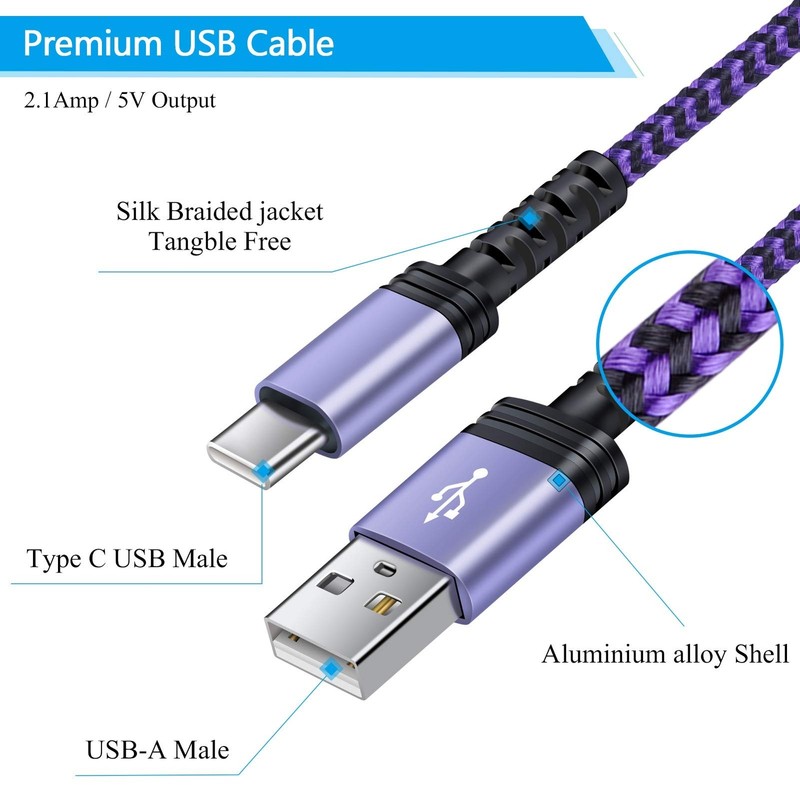 4Pack/6FT Phone Charger Type C Android Fast Charging Cord for Samsung Galaxy ... gallery