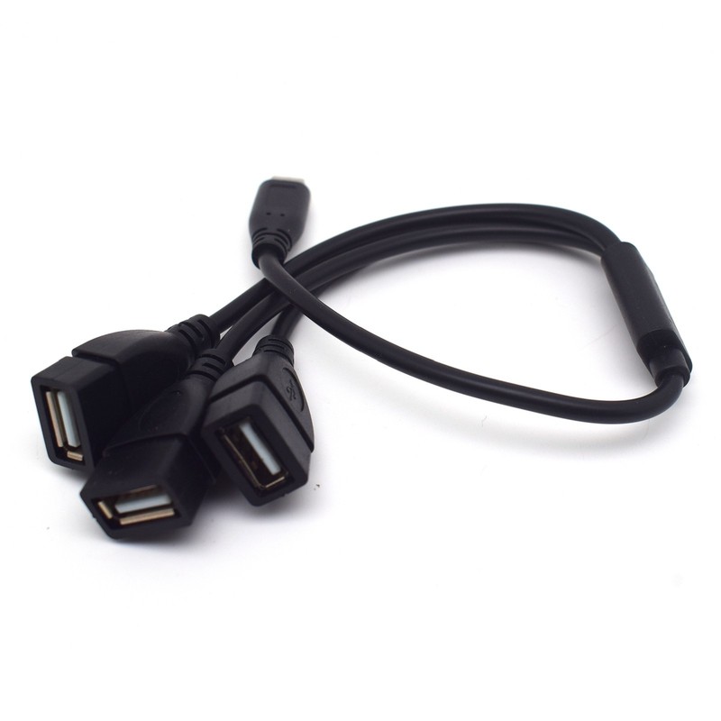 1x USB-C to 3-Port USB-A Hub Cable for Data Transfer & Power Charging with Chip gallery