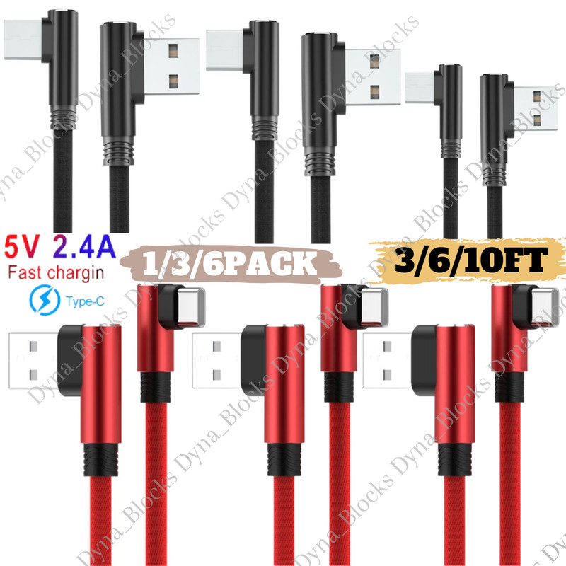 90 Degree Right Angle USB-C to A Cable Charger Type C Cord For Samsung iPhone 15
