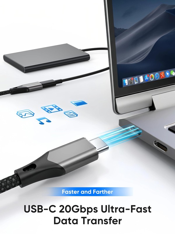 USB Extension Cable 6ft, 4K60Hz Video/20Gbps/100W Fast Data Transfer Charging... gallery
