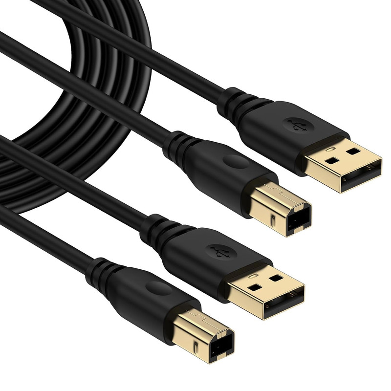 USB A to USB B Printer Cable 10FT, High Speed USB 2.0 Type A Male to B Male