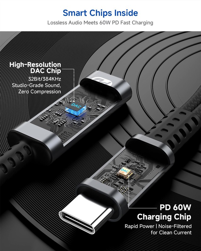 2-in-1 USB-C to 3.5mm Headphone and Charger Adapter Splitter Type-C Aux Hub gallery