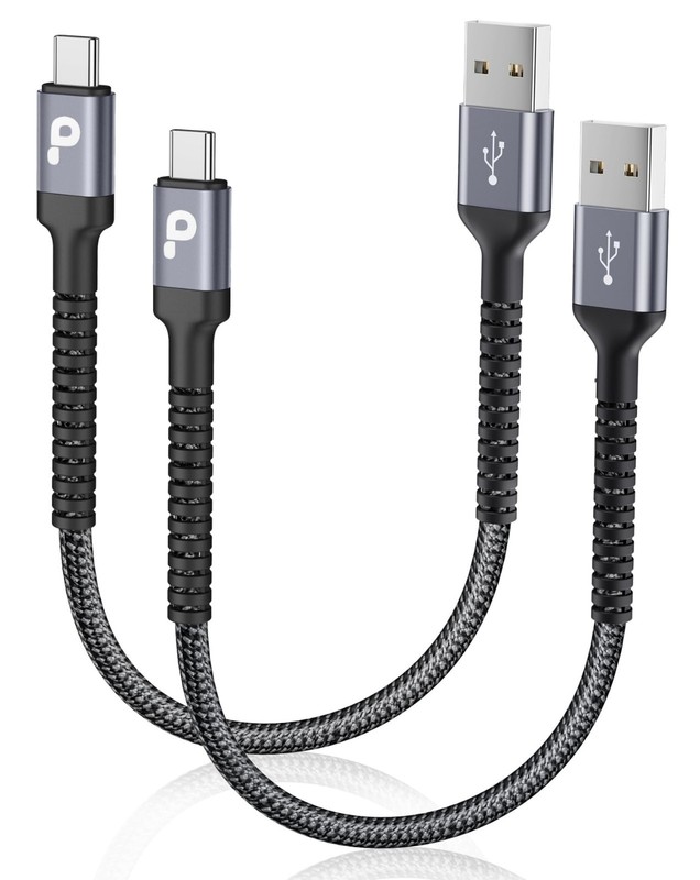 Fast Charging USB C Cable 2-Pack 1FT, Short USB A to Type C Cord for iPhone & Sa