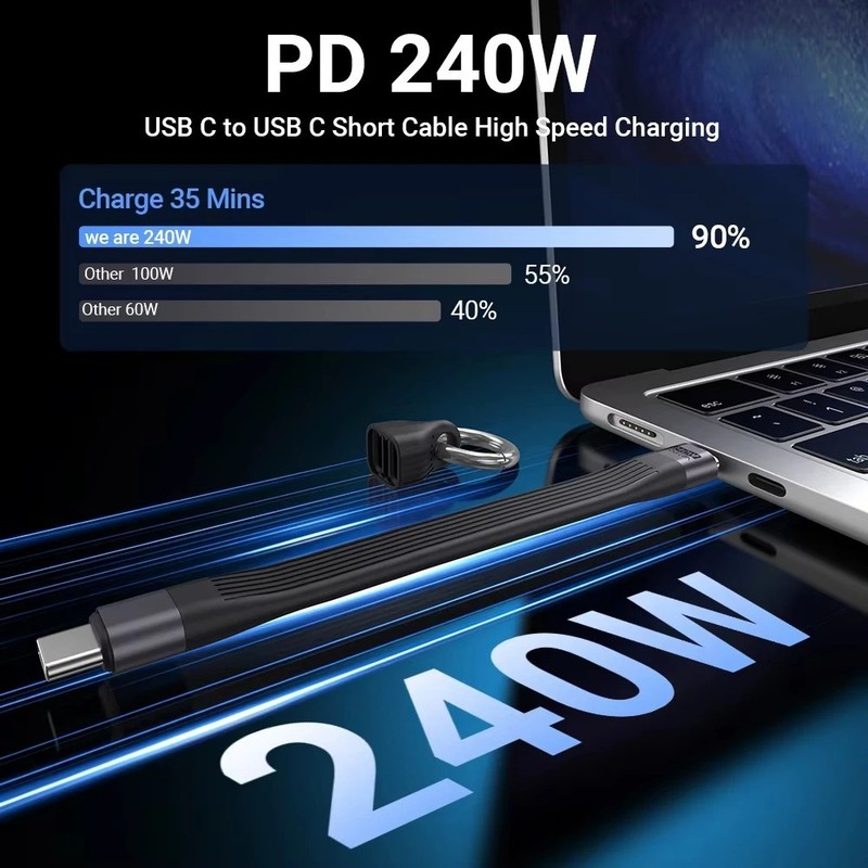240W USB4 Type C to Type C Keychain Cable 40Gbps 8K Fast Charging Short Cord gallery