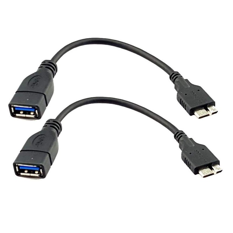 2 PCS USB 3.0 MicroB Male To USB A Female Host OTG Cable Adapter 6.5 Inch