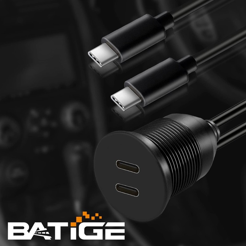 3ft Dual USB C 3.1 Panel Mount Cable - Fast Data Transfer Solution for Vehicles gallery