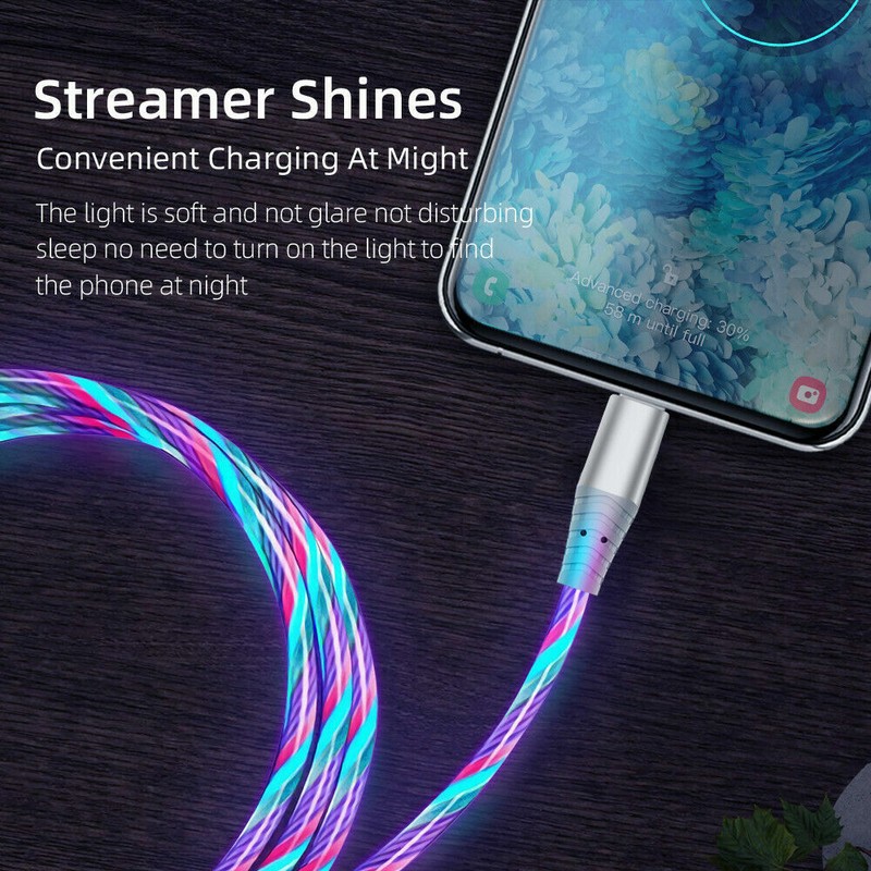 LED Light Up Charging Charger Cable USB Cord Android Type C Phone For Samsung gallery