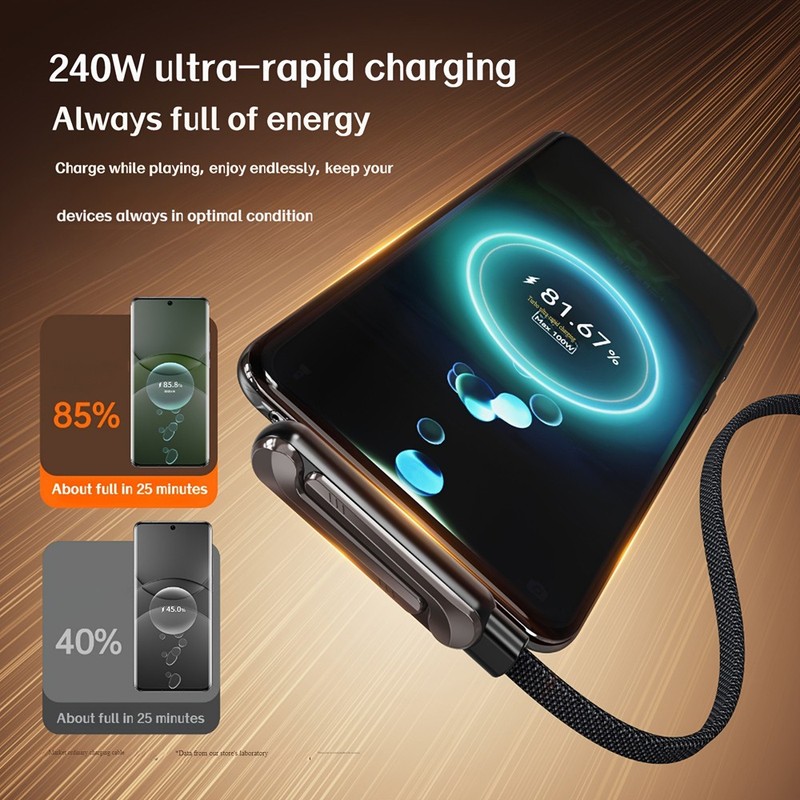 2pc 240W Invisible Phone Charging Cable with Folding Stand fits Phone And Tablet gallery