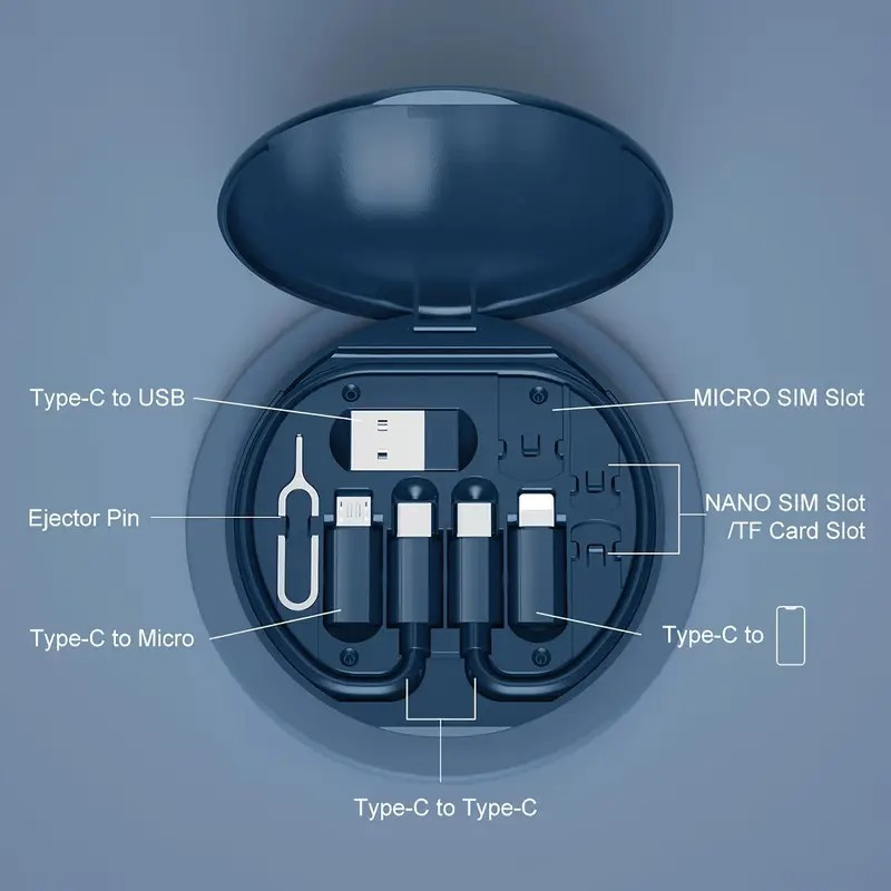 5-in-1 USB Type-C Charger Cable Kit with Data Transfer and Storage - New gallery