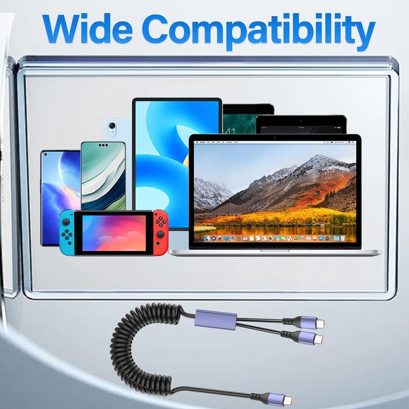 JSADZKJ Coiled Multi USB C Charging Cable Type C Splitter Spring 4A... gallery