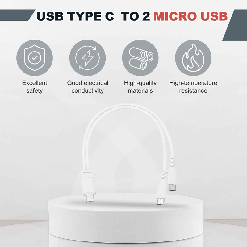 2 Pcs Multi USB Type C Male to 2 Dual Micro USB Male 2 in 1 Splitter Charging... gallery