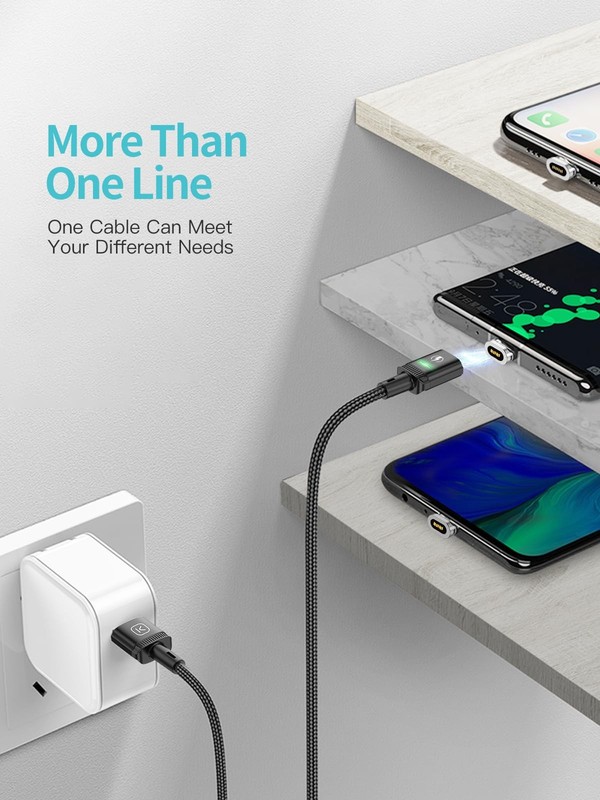 Kuulaa 6.6ft Magnetic Charging Cable USB C,3A Fast 6FT-3in1, Black gallery