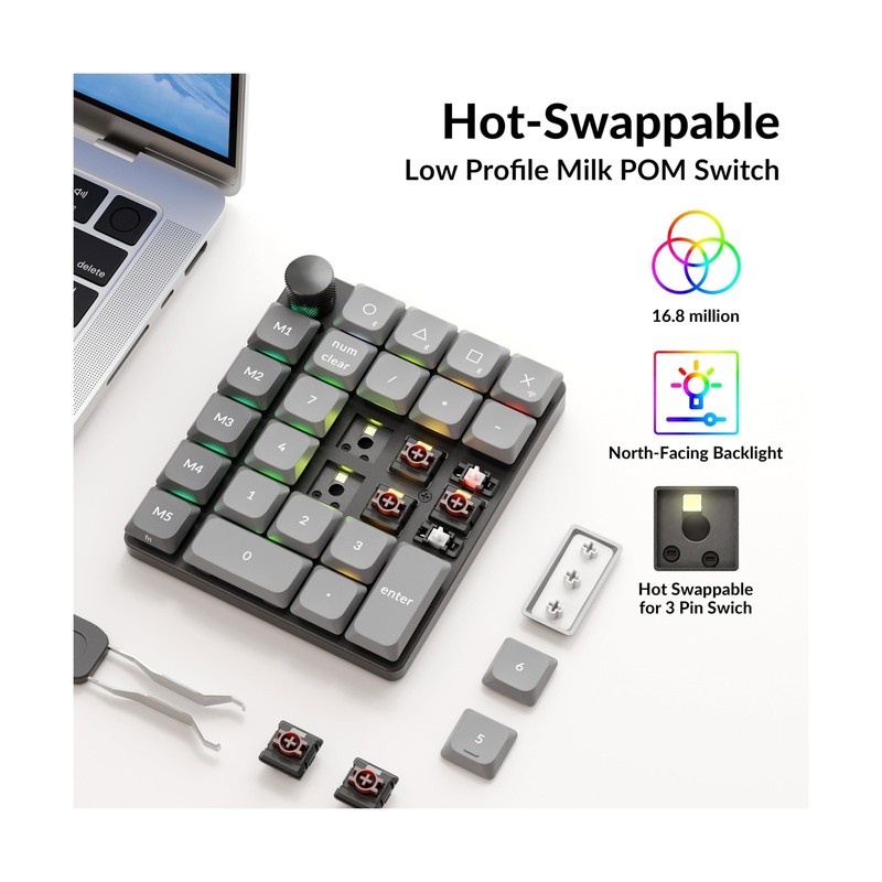 Keychron K0 Max Wireless Low-Profile Number Pad, QMK/VIA Programmable, Hot-Sw... gallery