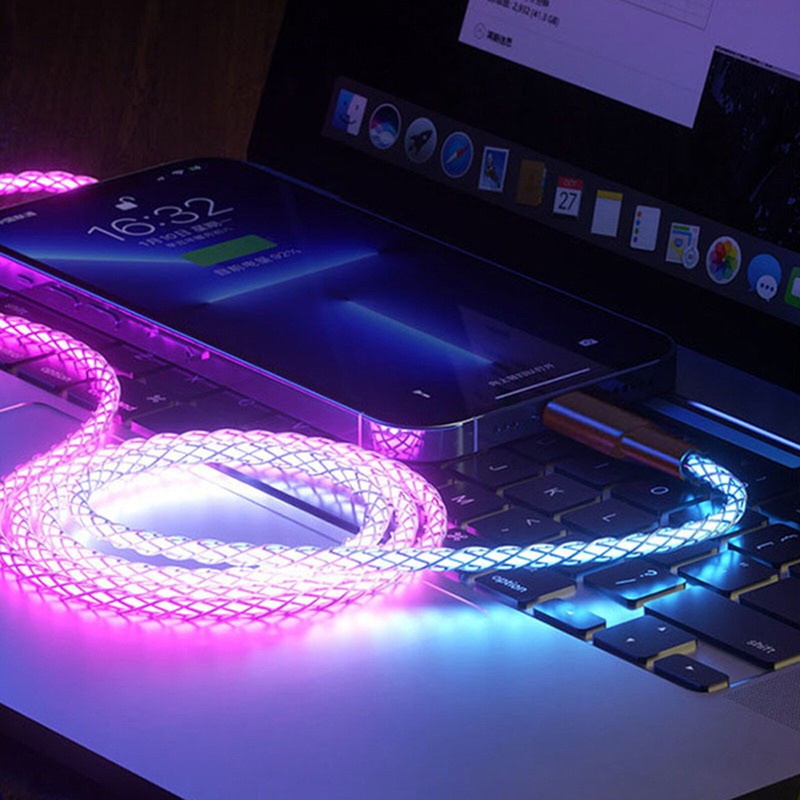 6A Fast Charging Data Cable RGB Dazzling Color Light for iPhone/Type-C/Android gallery