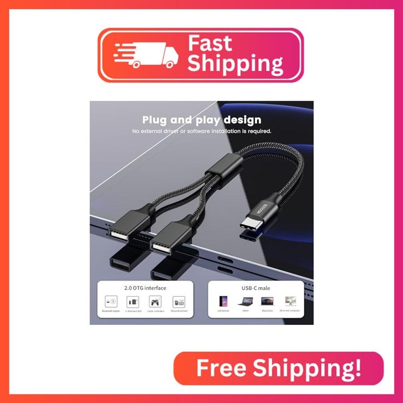 MOGOOD USB C Male to Dual USB Female Cable Type A 2.0 OTG Splitter gallery