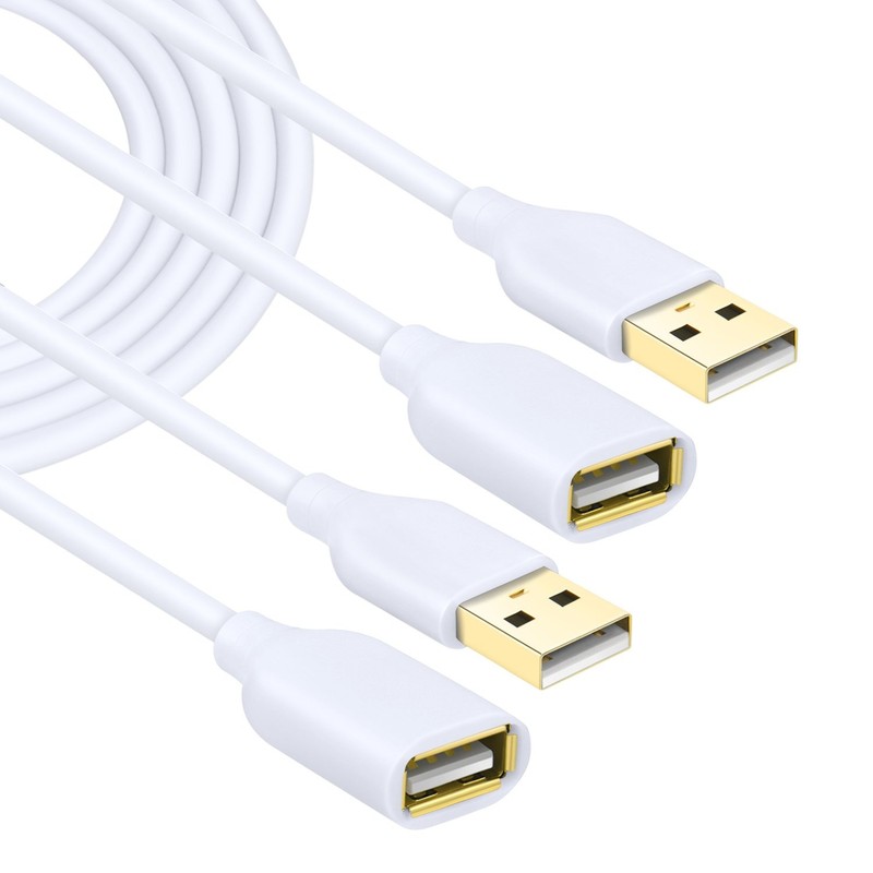 Costyle White USB Extension Cable, 2-Pack USB 2.0 10ft/3m Type A Male to A Fe…