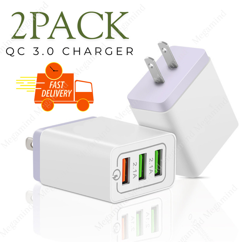 2Pack QC3.0 Fast Charger Lot USB Wall Power Adapter US PLUG For iPhone Samsung