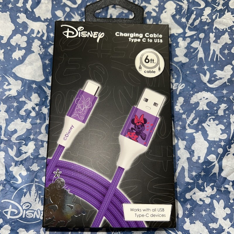Disney Minnie Mouse Purple charging Cable Type C To USB 6 Ft Cable