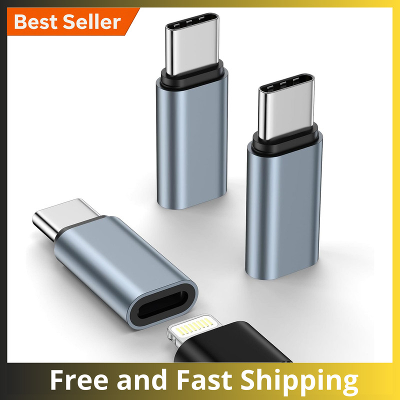 USB C to Lightning Adapter 3 Pack [Mfi Certified] Lightning Female to USB C