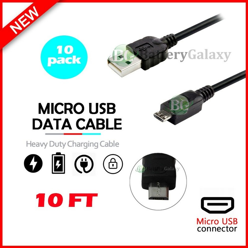 10X Micro USB 10FT Rapid Charger Cable for Samsung Galaxy S S2 S3 S4 S5 S6 S7
