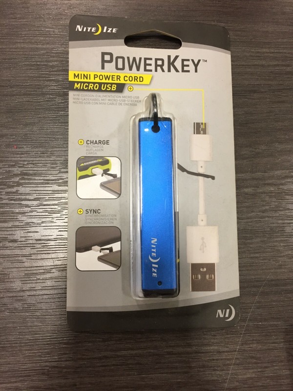 Nite Ize PKYU-03-R7 PowerKey USB Phone Charger Keychain 1 pk