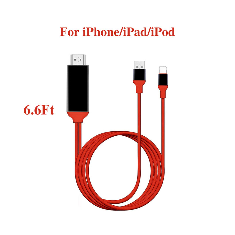 1080P HDMI Mirroring Cord For iPhone 14 13 12 X Android Phone to TV HDTV Adapter
