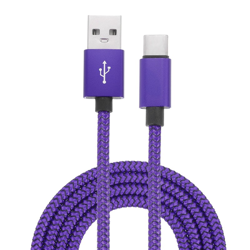 3.28ft USB Type C Charger Cable 2.4A Type-C Braided Charging Data Cord Purple