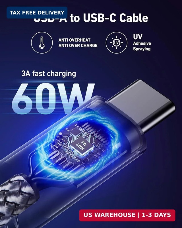 USB to USB C Cable 60W Fast Charging [2 Pack 6FT], USB A to USB C Cable for CarP gallery