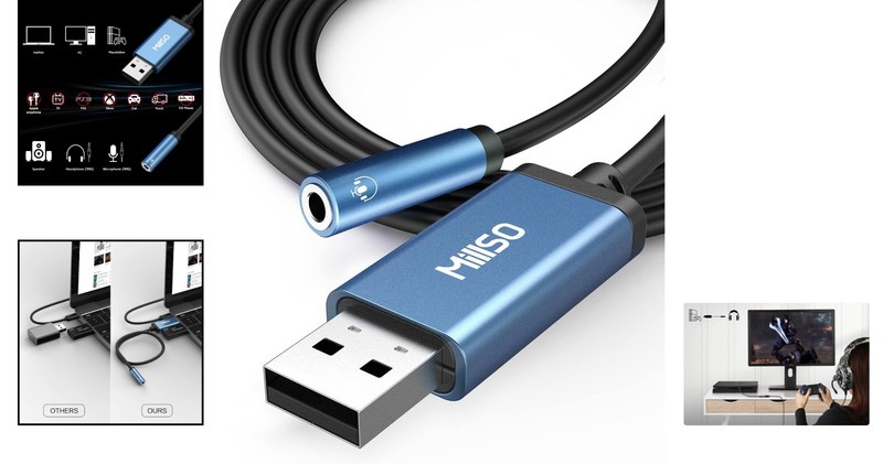Lightweight USB to 3.5mm Audio Adapter with High-Speed Sound for PCs - 3 Feet gallery