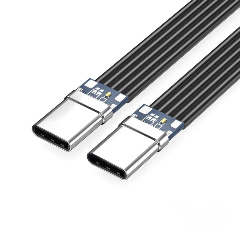 Flexible Flat Silicone USB c to USB C Cable Left/Right Angled Camera Phones T