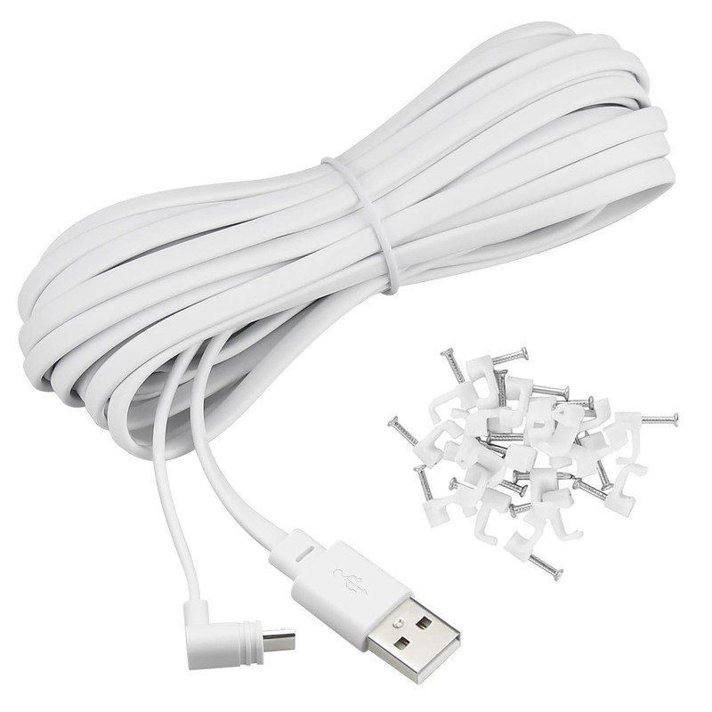 20ft Cable For WYZE Cam Pan v3 Camera Flat Micro USB 90 Degree Power Cord gallery