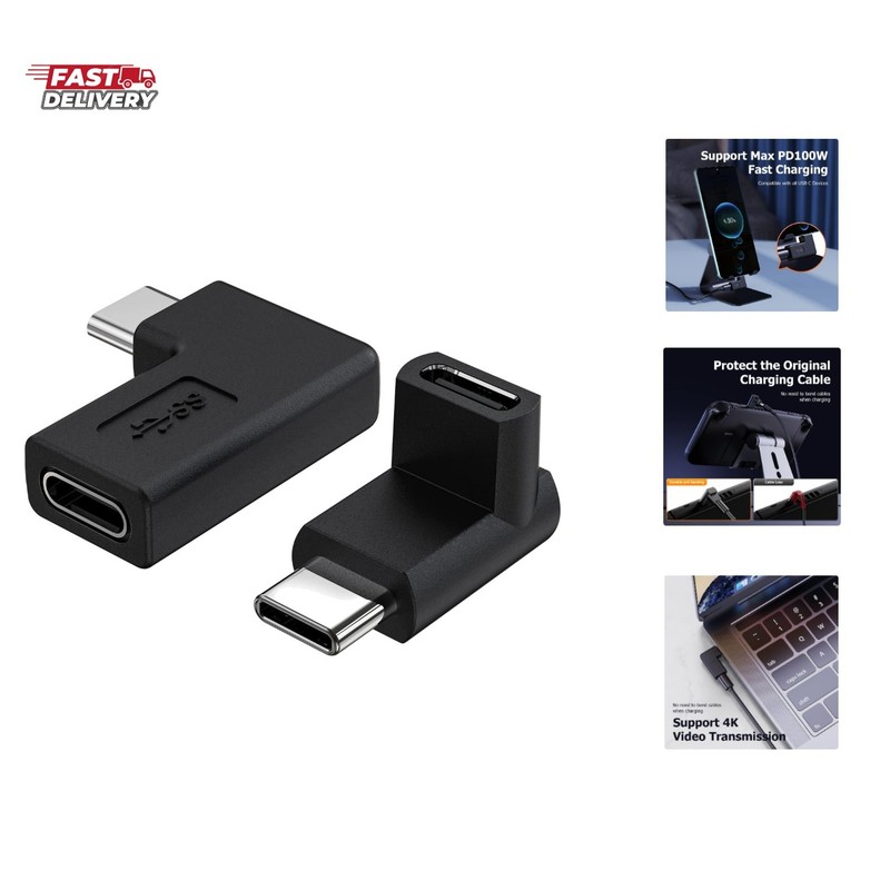 2-Pack Right & Left Angled 90 Degree USB C Adapter, USB C Male to Female, Com…
