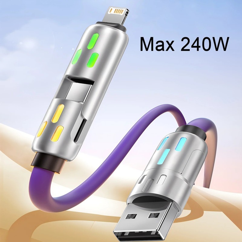 4-in-1 240W USB-C PD Charge Cable Type C to C for iPhone 16/15 Samsung Xiaomi gallery