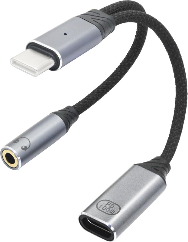 USB C to 3.5mm Headphone Jack and Charger Y Splitter Adapter, 2 in 1 USB Type C