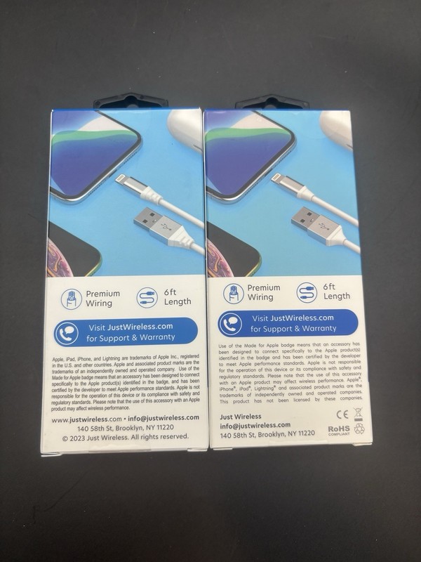 NEW (2 Pack) Just Wireless 6ft Charging Cable White Base USB Cord gallery