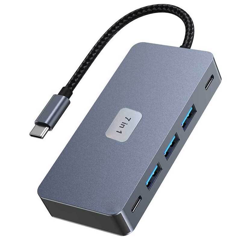 2 Port HDMI TV Adapter 7-in-1 USB-C Hub TYPE-C PD Charger Audio for Tablets