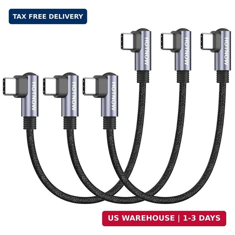 Right Angle USB C to USB C Cable 0.5FT 3Pack, Short 6 inch USB C Charger Cable 6