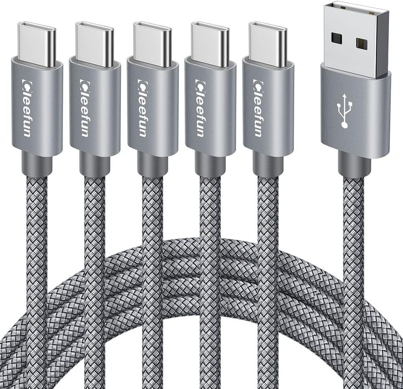 5-Pack USB A to C 3ft Charger Cord Fast Charging for iPhone , Samsung