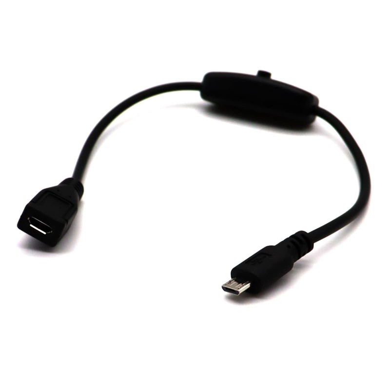 30V Micro 5P Male To Female USB Extension Cable ON/OFF Switch 0.3m/0.98FT