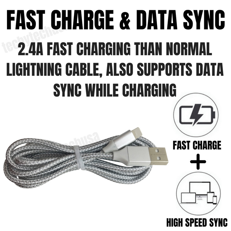 3-Pack 6Ft Braided USB Cable Fast Charger For iPhone 14 13 12 11 Pro Max XR Cord gallery