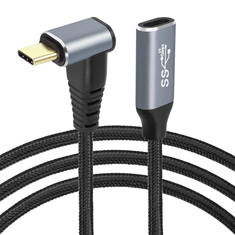2M Right Angle USB C Extension Cable,90 Degree 10Gbps PD 100W USB3.1 Gen2 Mal...