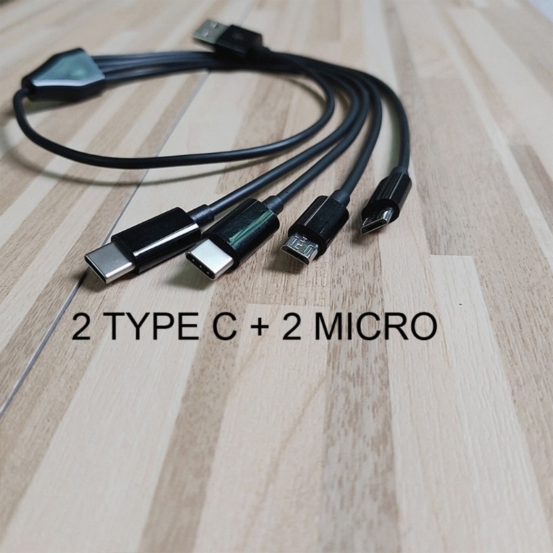 4-Way USB to Type-C/Micro Charging Cable Portable 1 in 4 Out Multi-port Cord gallery