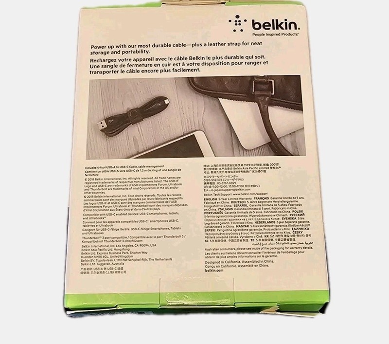 Belkin 4FT USB-A to USB-C Cable with Strap F2CU069bt04-For Iphone 15 SAMSUNG Blk gallery