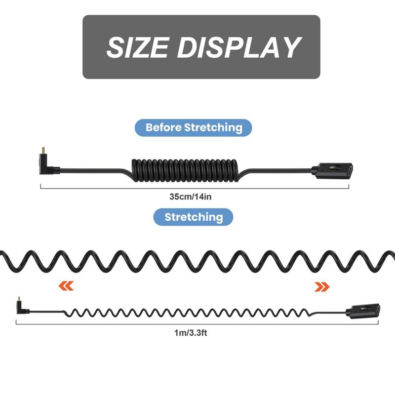 13.9ft USB 4.0 Type C Extension Coiled Cable 40Gbps 240W 8K@60Hz Angle Cord gallery