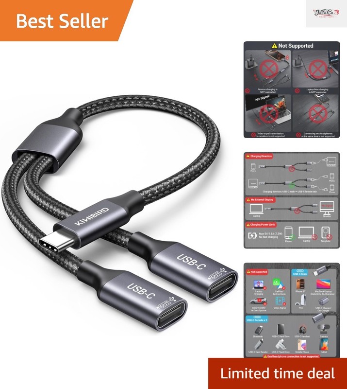 Plug and Play USB-C Splitter - Connect Two Devices with 480 Mbps Transfer Speed