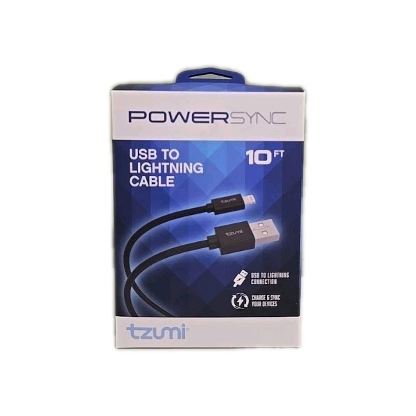 PowerSync 10ft USB to LIGHTNING Cable & Sync MFI Certified iPhone iPad iPod